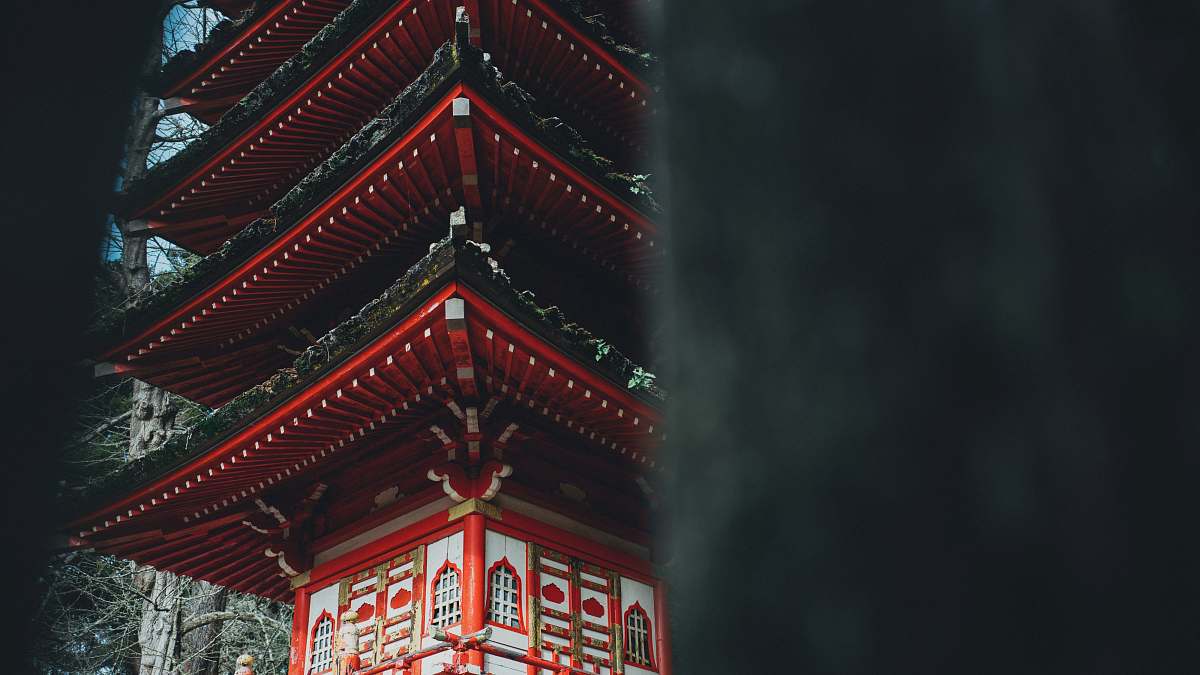 architecture red and white pagoda temple at daytime building